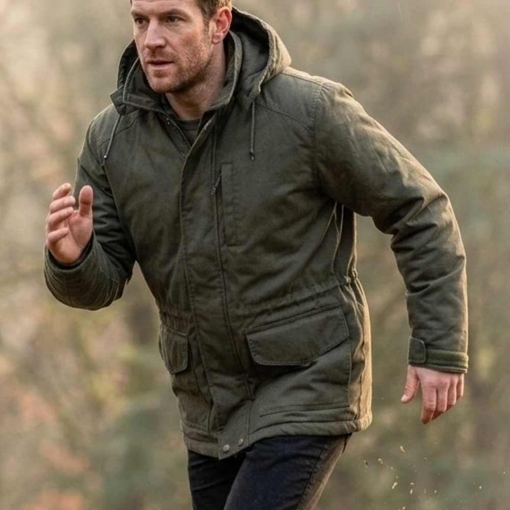 Pacific Trail Mens‎ Medium Khaki Hooded Utility Jacket Outdoor Wear Utility Work